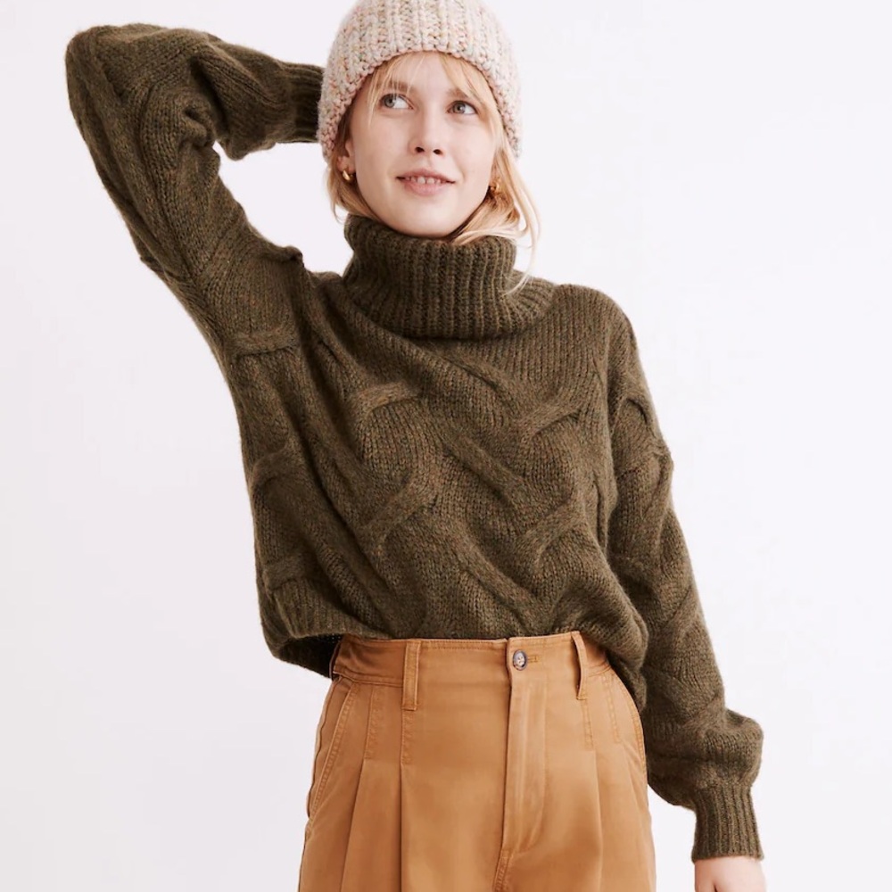 Madewell Somervell Modern Olive Green Turtleneck Sweater